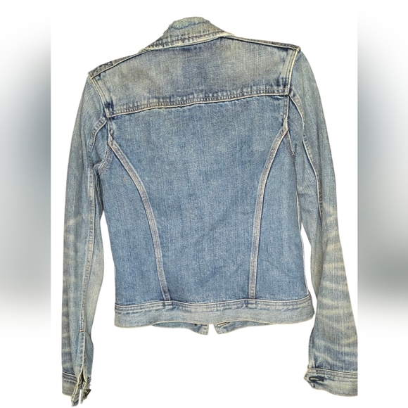 Women's Allsaints Lamara Distressed Flap Pocket Selvedge Denim Jacket (size 10) - Picture 2 of 7